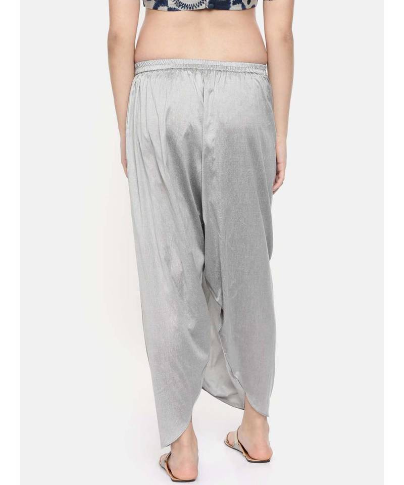 mayank modi Silver grey cotton silk dhoti pants.