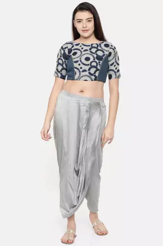 mayank modi Silver grey cotton silk dhoti pants.