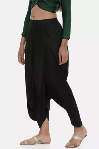 mayank modi Black Cotton silk, Dhoti pant