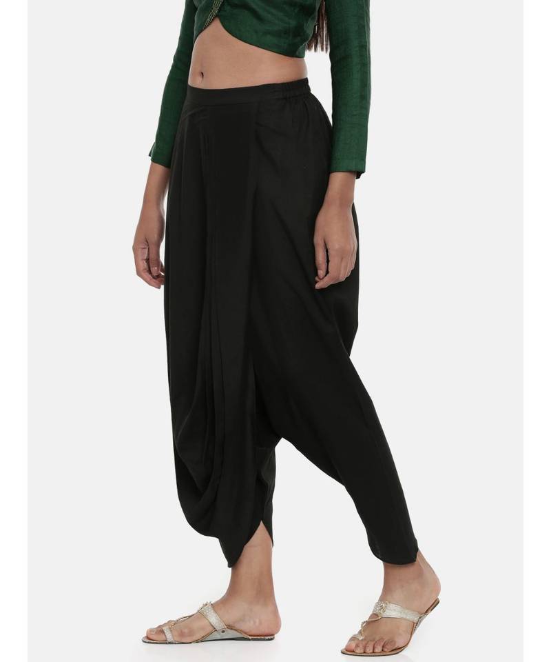 mayank modi Black Cotton silk, Dhoti pant