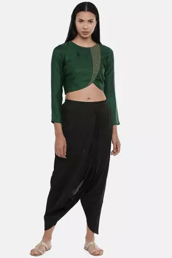 mayank modi Black Cotton silk, Dhoti pant