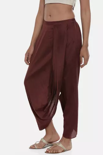 mayank modi Brown Cotton silk Dhoti pant