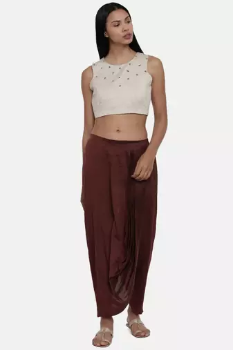 mayank modi Brown Cotton silk Dhoti pant