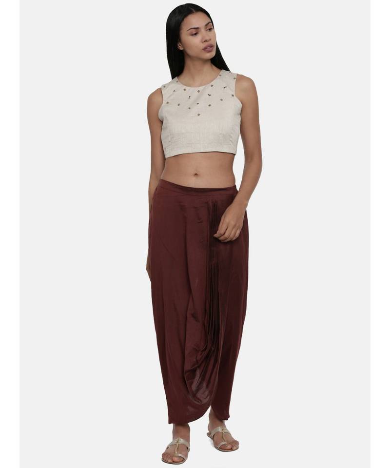 mayank modi Brown Cotton silk Dhoti pant