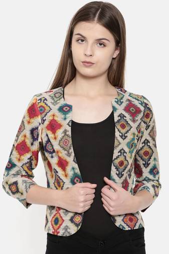 Mayank Modi Multicolor Chanderi Digital Printed Jacket
