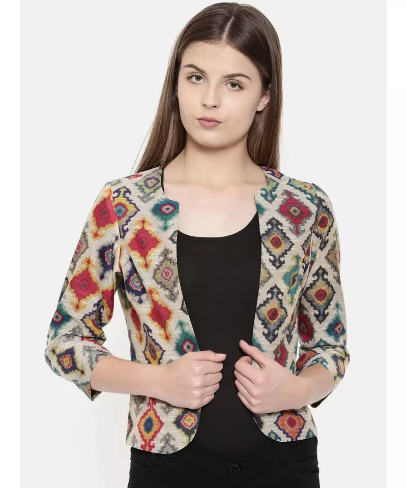 mayank modi multicolor Chanderi Digital Printed Jacket