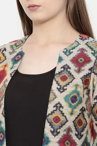 Mayank Modi Multicolor Chanderi Digital Printed Jacket