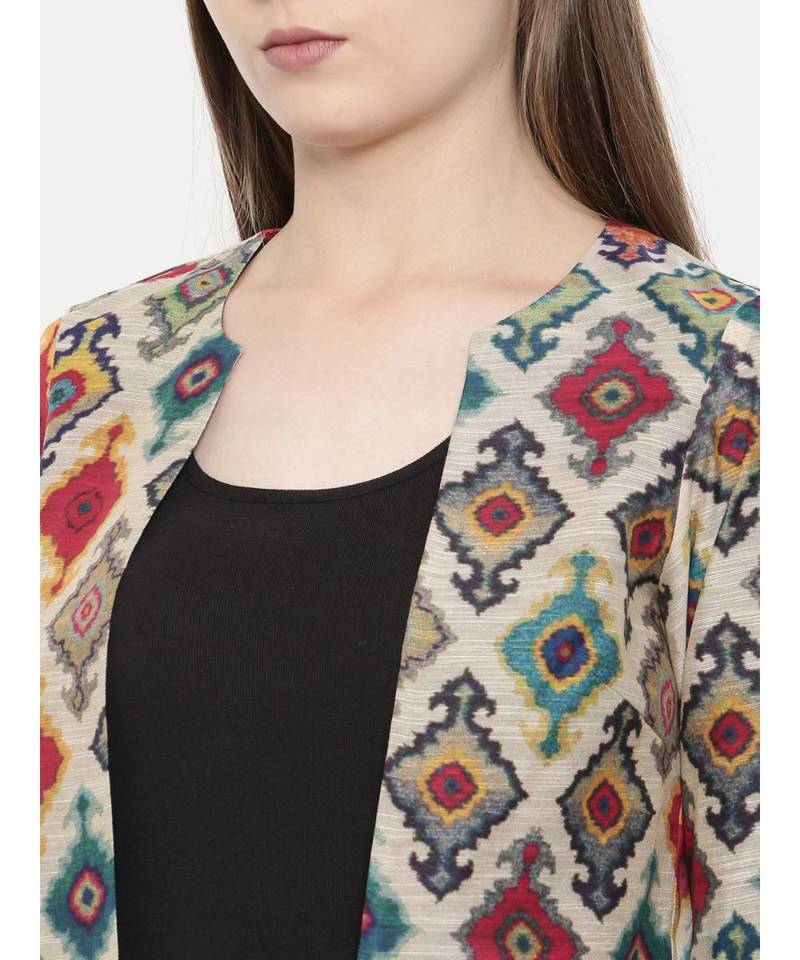 Mayank Modi Multicolor Chanderi Digital Printed Jacket