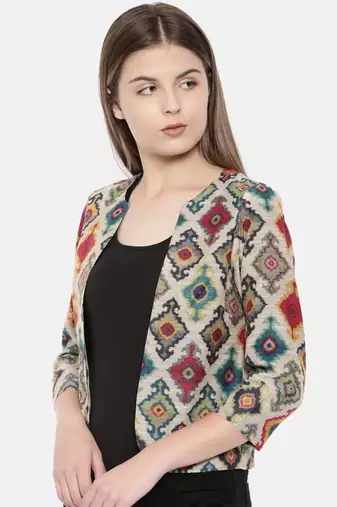 Mayank Modi Multicolor Chanderi Digital Printed Jacket