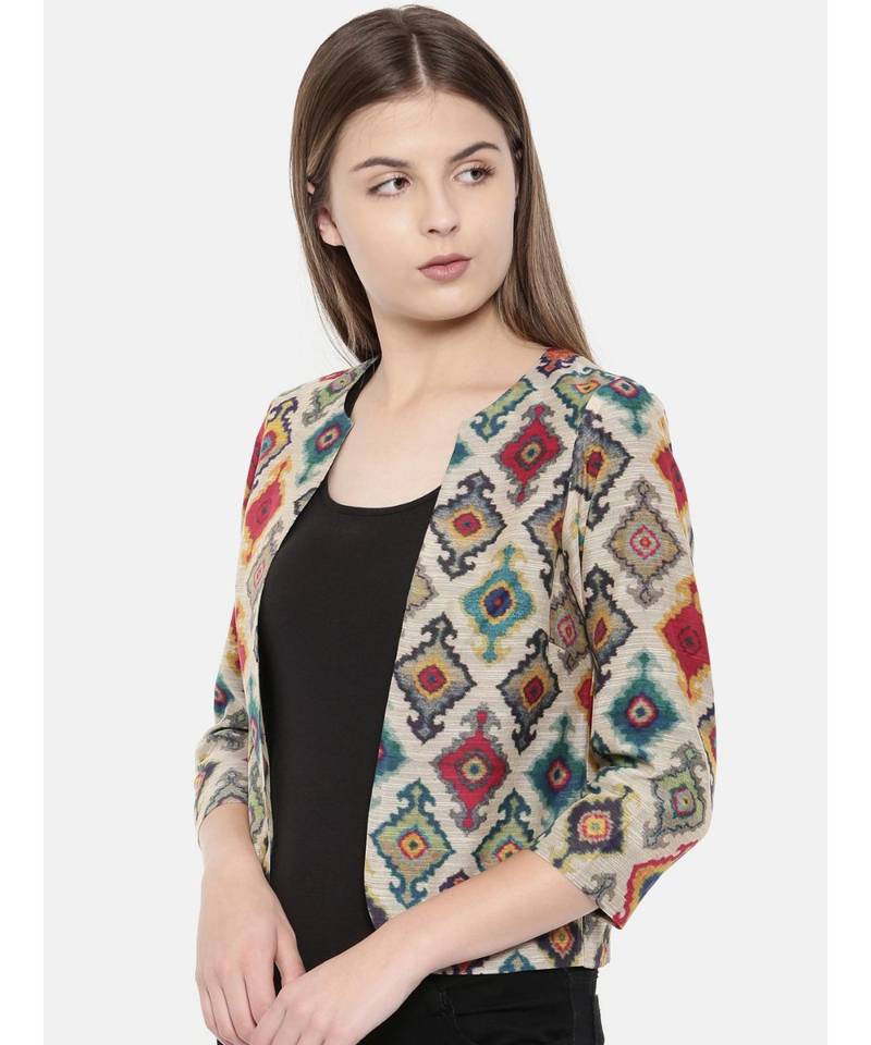 Mayank Modi Multicolor Chanderi Digital Printed Jacket