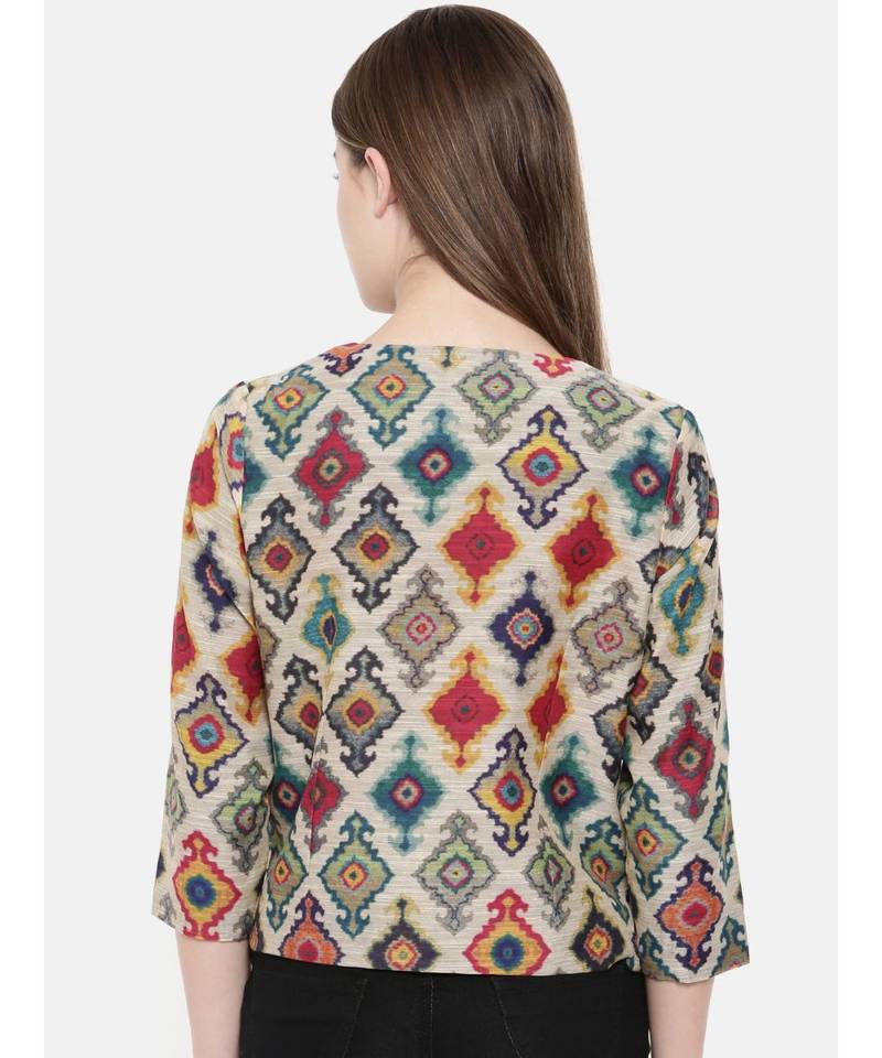 Mayank Modi Multicolor Chanderi Digital Printed Jacket