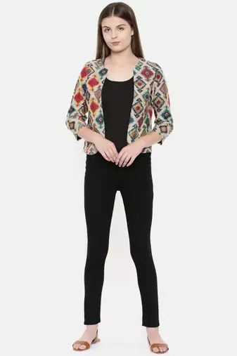 Mayank Modi Multicolor Chanderi Digital Printed Jacket