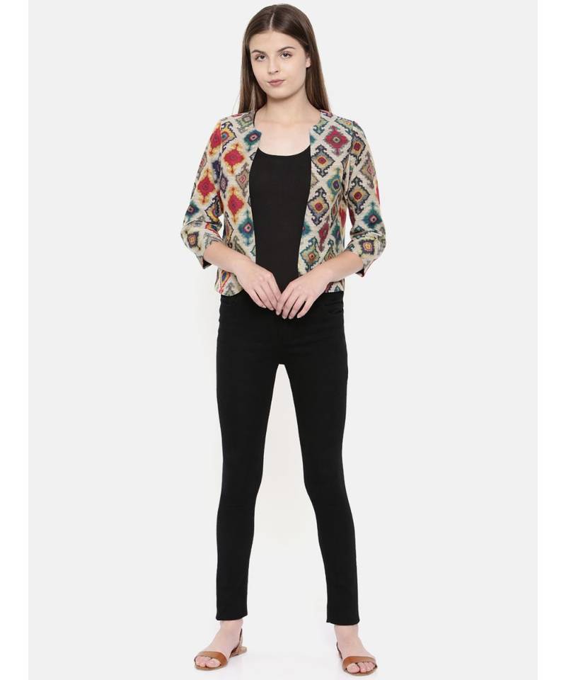 Mayank Modi Multicolor Chanderi Digital Printed Jacket