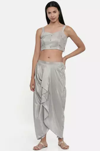 mayank modi Silver Grey,Silk, Dhoti pant