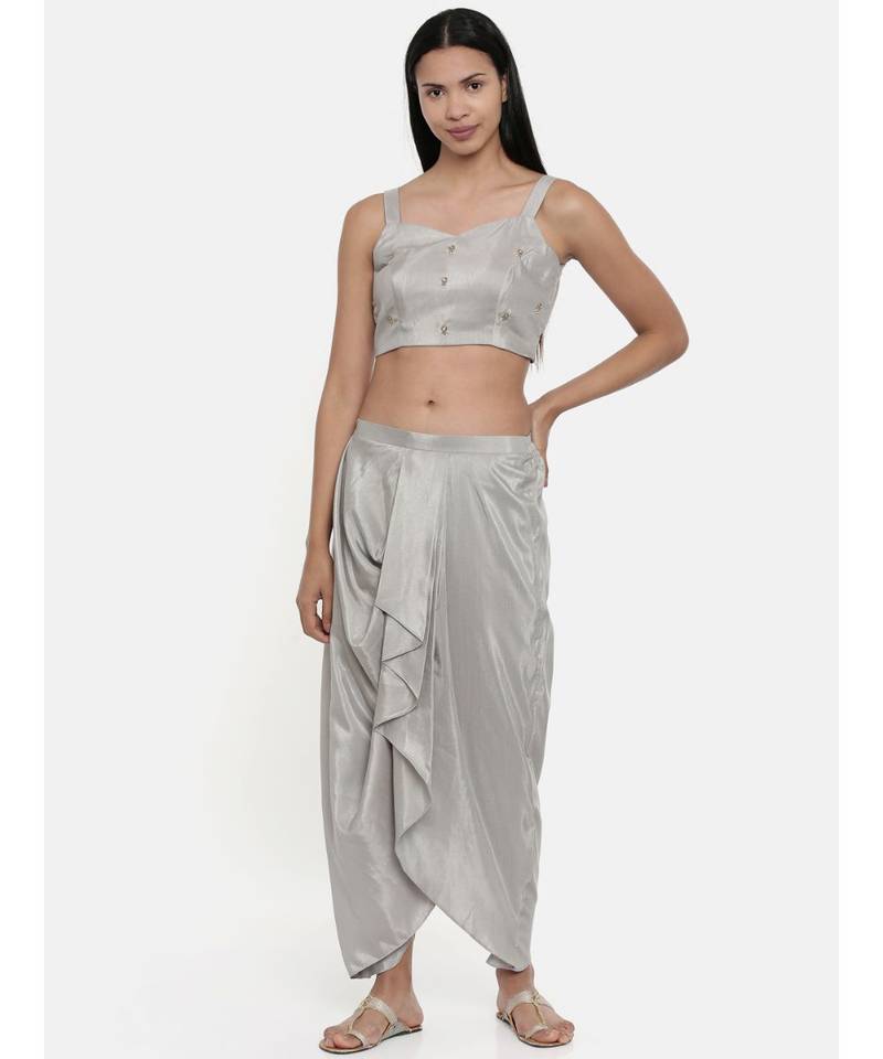 mayank modi Silver Grey,Silk, Dhoti pant