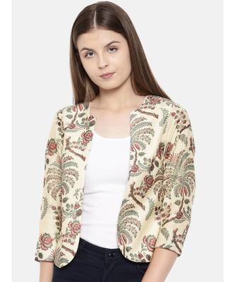 mayank modi beige Chanderi Digital Beige Printed Jacket 1