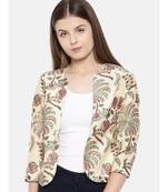 mayank modi beige Chanderi Digital Beige Printed Jacket