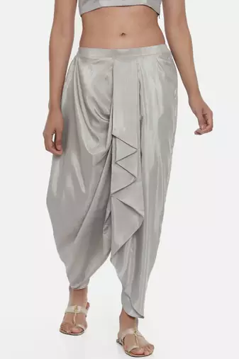 mayank modi Silver Grey,Silk, Dhoti pant