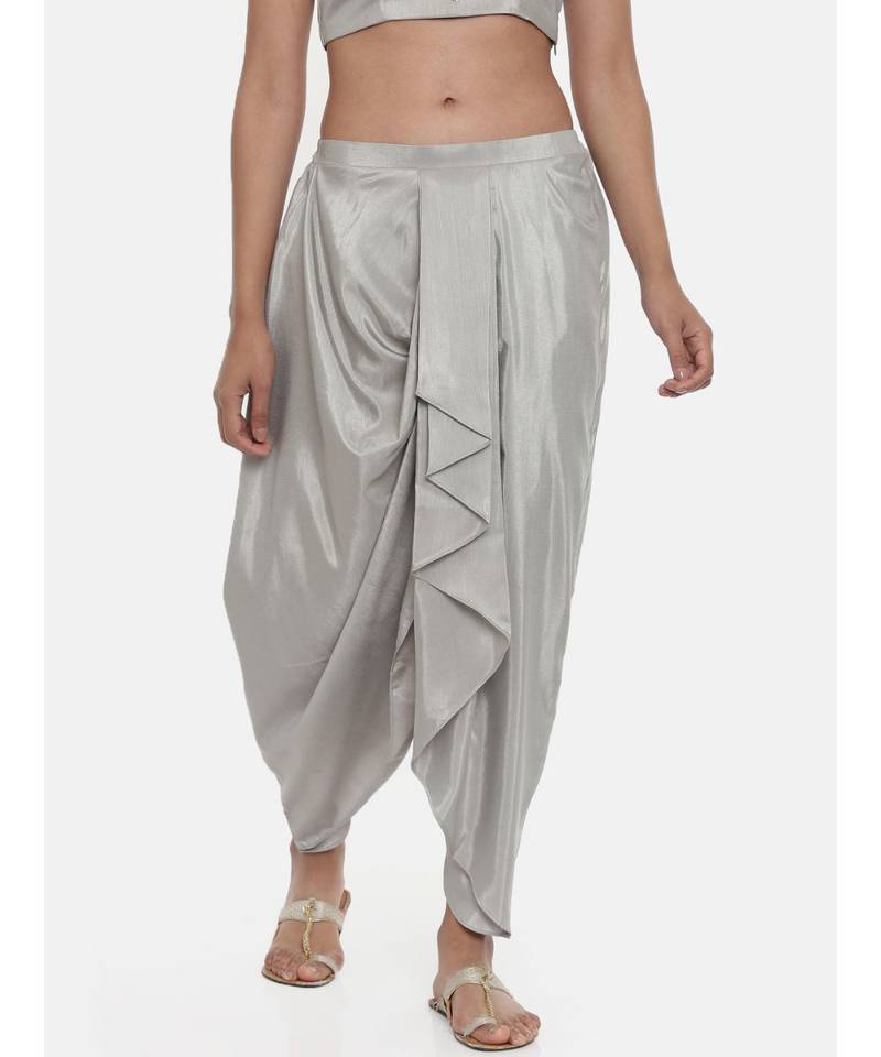 mayank modi Silver Grey,Silk, Dhoti pant