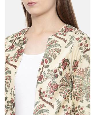 mayank modi beige Chanderi Digital Beige Printed Jacket 2