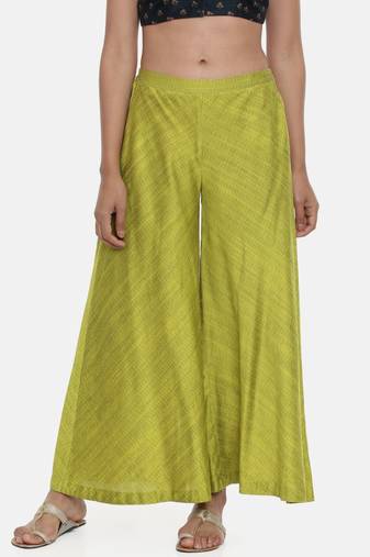 mayank modi Neon Green,cotton silk slub palazzo