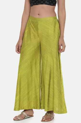 mayank modi Neon Green,cotton silk slub palazzo