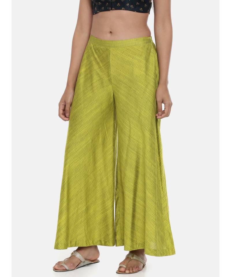 mayank modi Neon Green,cotton silk slub palazzo
