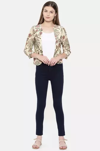 mayank modi beige Chanderi Digital Beige Printed Jacket