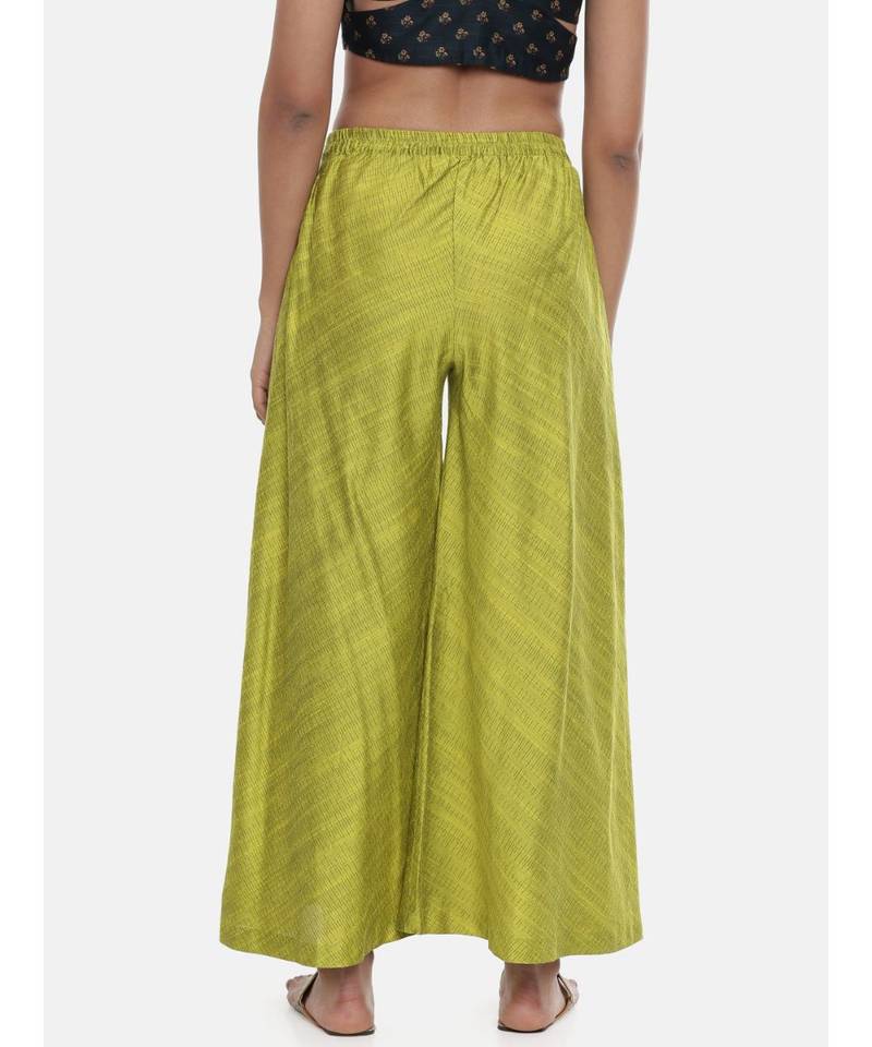 mayank modi Neon Green,cotton silk slub palazzo