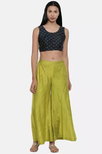 mayank modi Neon Green,cotton silk slub palazzo
