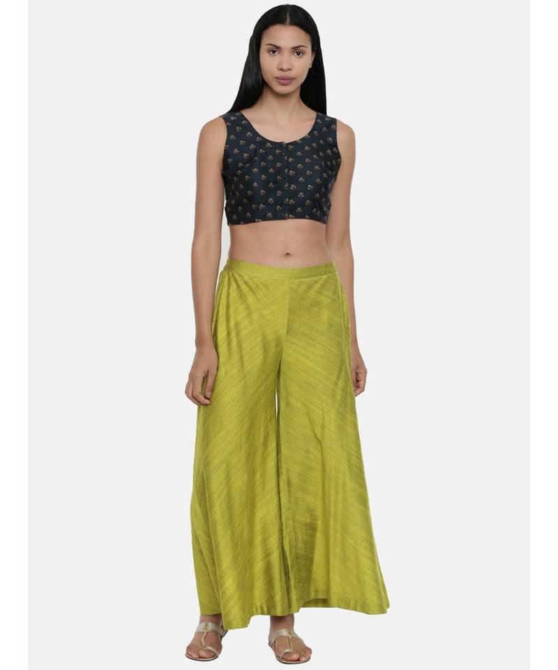 mayank modi Neon Green,cotton silk slub palazzo