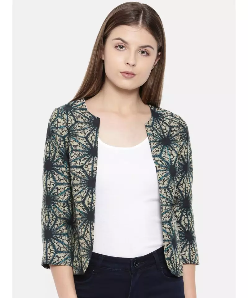 mayank modi Blue Tie and Dye Printed Jacket