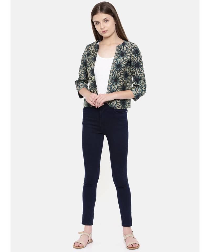 mayank modi Blue Tie and Dye Printed Jacket