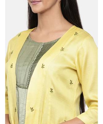 mayank modi Yellow,R T Fiona long jacket with motif embroidery. 2