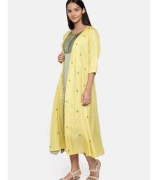 mayank modi Yellow,R T Fiona long jacket with motif embroidery.