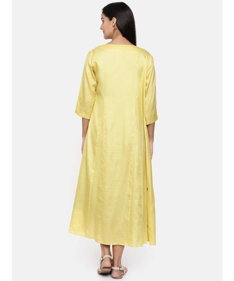 mayank modi Yellow,R T Fiona long jacket with motif embroidery.