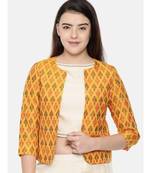 mayank modi Yellow,Ikat Silk short jacket