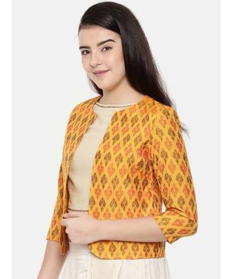 mayank modi Yellow,Ikat Silk short jacket 3