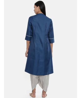 mayank modi Sapphire Blue,Linen Satin long jacket 4