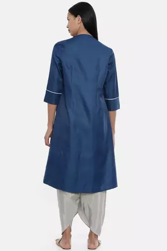 mayank modi Sapphire Blue,Linen Satin long jacket