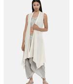 mayank modi off white,Fine Georgette, long jacket