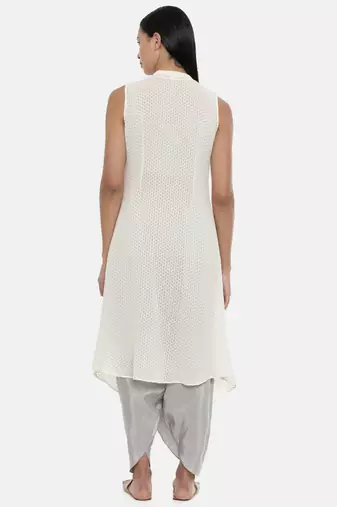 mayank modi off white,Fine Georgette, long jacket