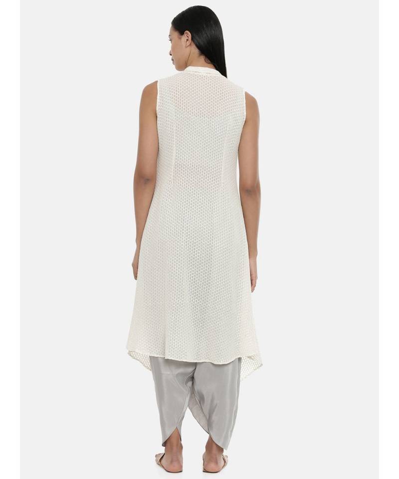 mayank modi off white,Fine Georgette, long jacket