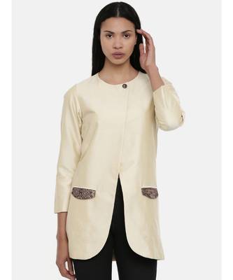 mayank modi Beige,Cotton Silk,thigh lengthjacket 1