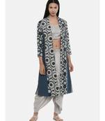 mayank modi Blue,Chanderi/Cotton Satin,long jacket