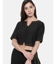 ASMI By Mayank Modi Black Embroidered Cotton Silk Blouse