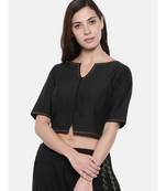 ASMI By Mayank Modi Black Embroidered Cotton Silk Blouse