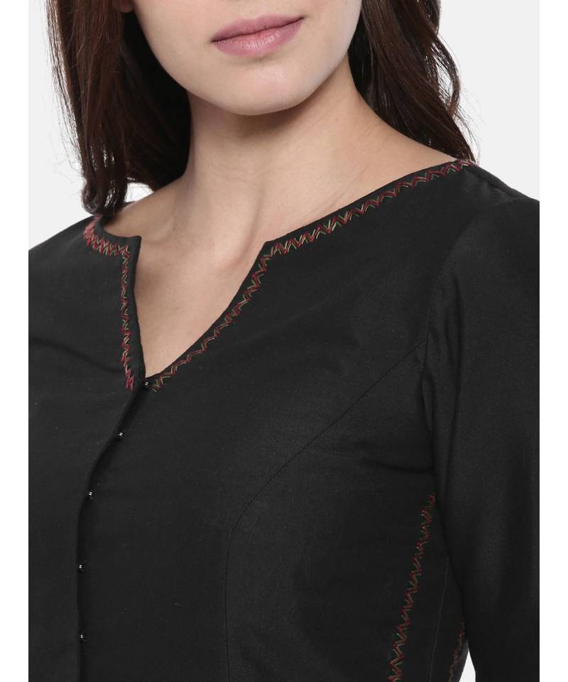 ASMI By Mayank Modi Black Embroidered Cotton Silk Blouse