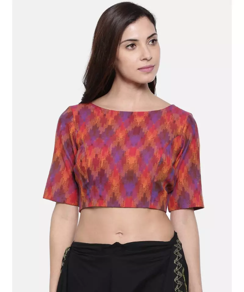 ASMI By Mayank Modi Ikat Weave Embroidered Blouse
