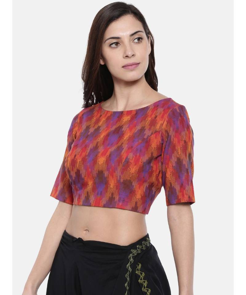 ASMI By Mayank Modi Ikat Weave Embroidered Blouse